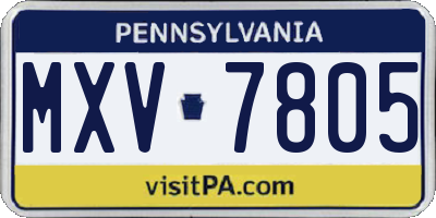 PA license plate MXV7805