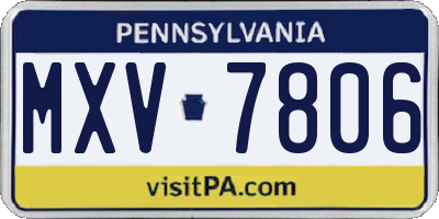 PA license plate MXV7806