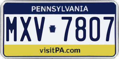 PA license plate MXV7807
