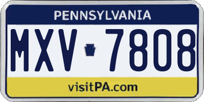 PA license plate MXV7808