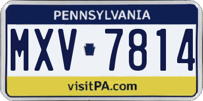 PA license plate MXV7814