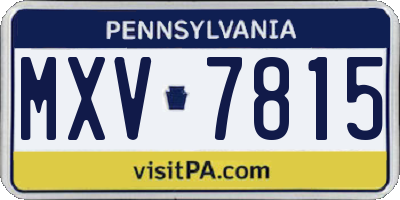PA license plate MXV7815