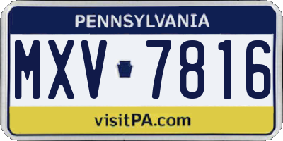 PA license plate MXV7816