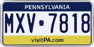 PA license plate MXV7818