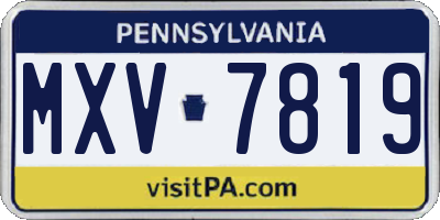 PA license plate MXV7819