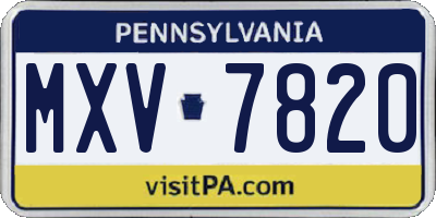 PA license plate MXV7820