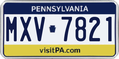 PA license plate MXV7821