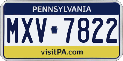 PA license plate MXV7822