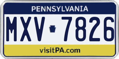 PA license plate MXV7826