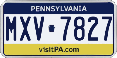 PA license plate MXV7827