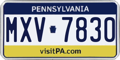 PA license plate MXV7830