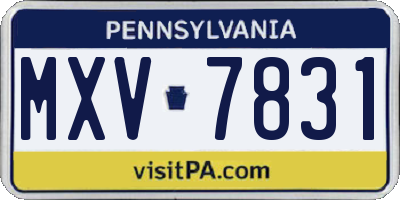 PA license plate MXV7831