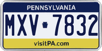 PA license plate MXV7832