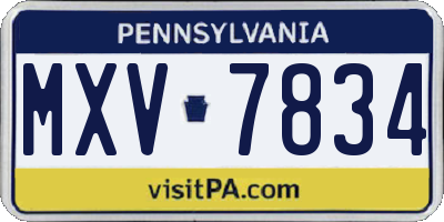 PA license plate MXV7834