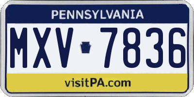 PA license plate MXV7836