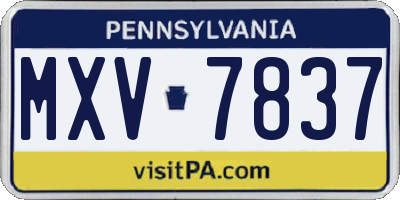 PA license plate MXV7837