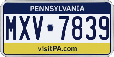 PA license plate MXV7839