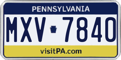 PA license plate MXV7840