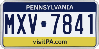 PA license plate MXV7841