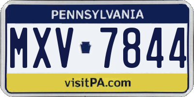 PA license plate MXV7844