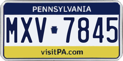 PA license plate MXV7845