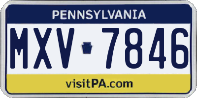 PA license plate MXV7846