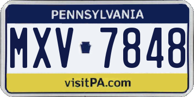 PA license plate MXV7848