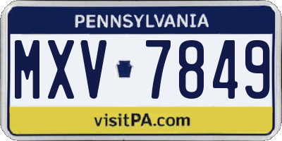 PA license plate MXV7849