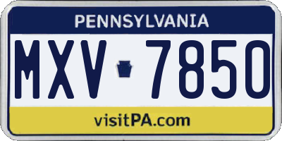 PA license plate MXV7850