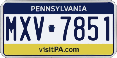 PA license plate MXV7851