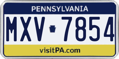 PA license plate MXV7854