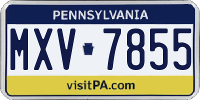 PA license plate MXV7855