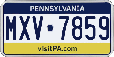 PA license plate MXV7859