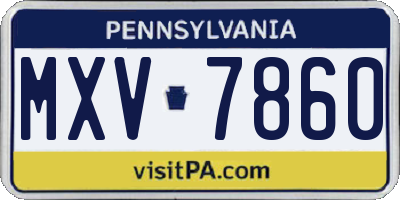 PA license plate MXV7860