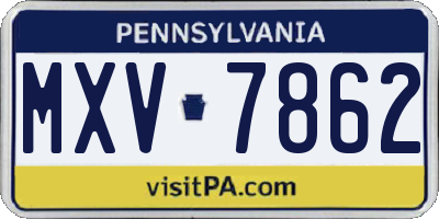 PA license plate MXV7862