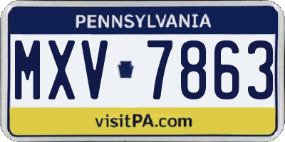 PA license plate MXV7863