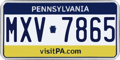 PA license plate MXV7865
