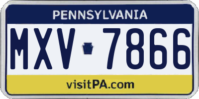 PA license plate MXV7866