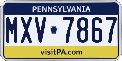 PA license plate MXV7867