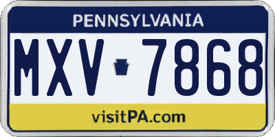 PA license plate MXV7868