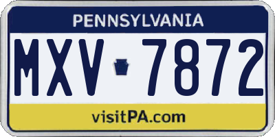 PA license plate MXV7872