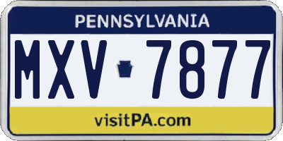 PA license plate MXV7877
