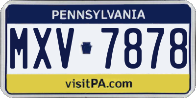 PA license plate MXV7878