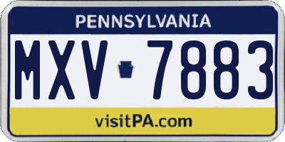 PA license plate MXV7883