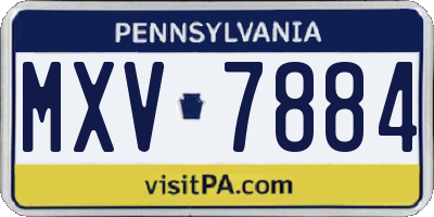 PA license plate MXV7884