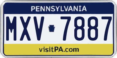 PA license plate MXV7887