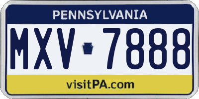 PA license plate MXV7888