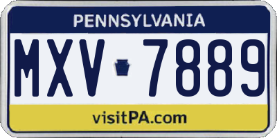 PA license plate MXV7889