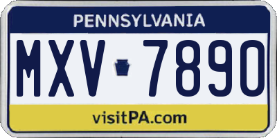 PA license plate MXV7890