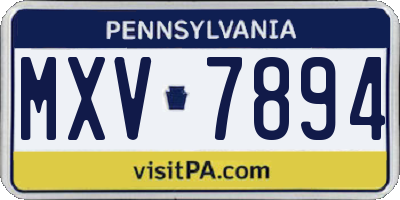 PA license plate MXV7894